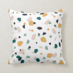 テラゾグリーンオレンジピンクブラックパターン クッション<br><div class="desc">テラゾグリーンオレンジピンクブラックパターン装飾用クッション</div>