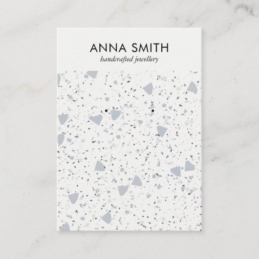 テラゾストーングレーミニマル大理石イヤリングディスプレイ 名刺 (正面)