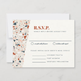 テラゾスラブ結婚式招待状RSVPカード 出欠カード