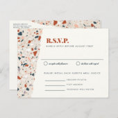テラゾスラブ結婚式招待状RSVP ポストカード (正面/裏面)