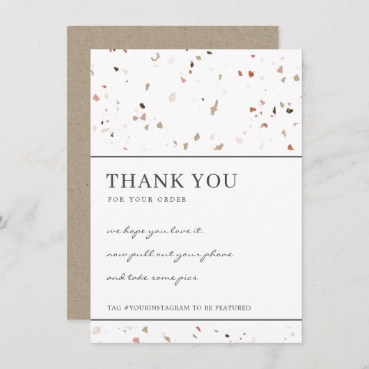 テラゾセラミックパター企業のン事業ロゴ サンキューカード (正面/裏面)