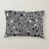 テラゾタイルデザインブラックとグレー アクセントクッション (裏面)