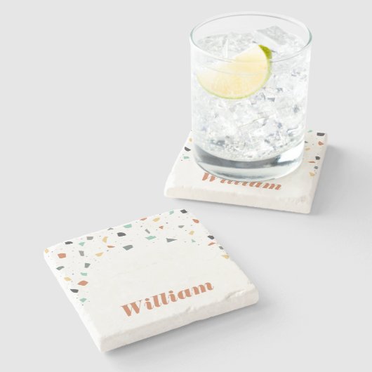 テラゾタイル紙吹雪モダンスタイルアーストーン ストーンコースター (横)