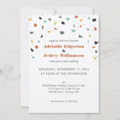 テラゾタイル紙吹雪モダンスタイルアーストーン 招待状 (正面)