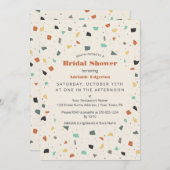 テラゾタイル紙吹雪モダンスタイルブライダルシャワー 招待状 (正面/裏面)