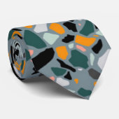 テラゾネックタイのオレンジ色の黒いサケの常緑樹 ネクタイ (ロール)