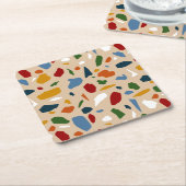 テラゾパタカラフルン スクエアペーパーコースター (アングル)