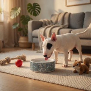 テラゾパーソナライズされたモノグラムペット ボウル