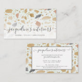 テラゾモダンパターンスクリプトタンラストグレーレトロ 名刺 (正面/裏面)