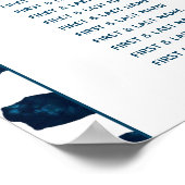 テラゾモダンモザイク結婚ブルーの座席表 ポスター (角)