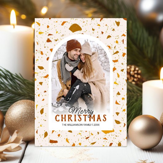 テラゾモダンークリスマスフォトホリデーカード シーズンカード