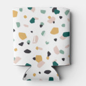 テラゾモノグラムグリーンオレンジピンクブラックパターン 缶クーラー (裏面)