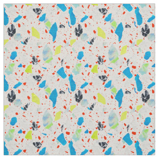 テラゾータイル模様 – ネオン白地 ファブリック