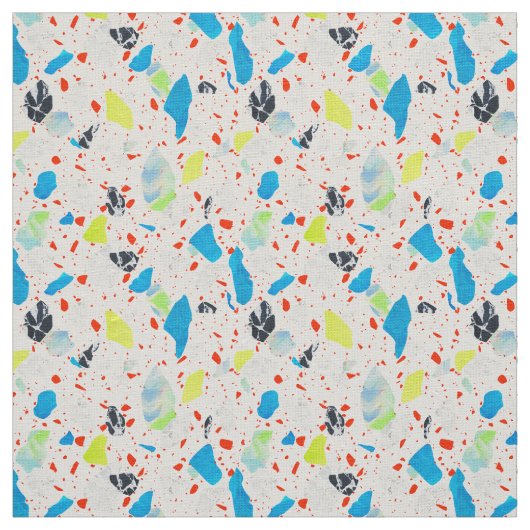 テラゾータイル模様 – ネオン白地 ファブリック (見本)