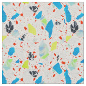 テラゾータイル模様 – ネオン白地 ファブリック (クローズアップ)