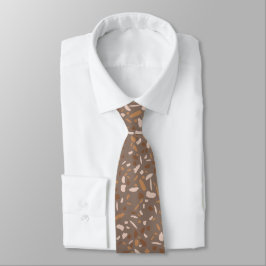 テラゾー ブラウン ベージュ クリーム色 抽象柄 メンズ ネクタイ