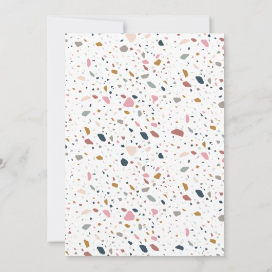 テラゾ数々のーカラーミニマルモダンリス結婚ト 招待状 (裏面)