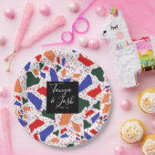 テラゾ結婚の数々の色はっきりした ペーパープレート (パーティー)