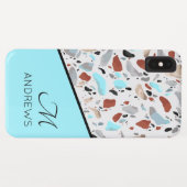 テラゾ ブルー モノグラム 名前入り Case-Mate iPhoneケース (裏面(横))