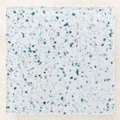 テラッツォエレガントティール（緑がかった色）ブルーグリーンホワイトグレーレトロ ガラスコースター (正面)