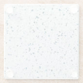 テラッツォエレガントティール（緑がかった色）ブルーグリーンホワイトグレーレトロ ガラスコースター (裏面)