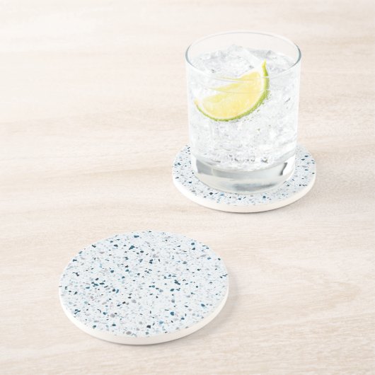 テラッツォエレガントティール(緑がかった色)ブルーグリーンホワイトグレーレトロ コースター (側面)