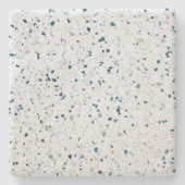 テラッツォエレガントティール(緑がかった色)ブルーグリーンホワイトグレーレトロ ストーンコースター (正面)