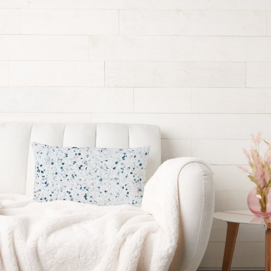 テラッツォエレガントティール(緑がかった色)ブルーグリーンホワイトグレーレトロ ランバークッション (ソファ)