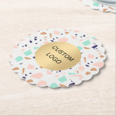 テラッツォホワイト赤面ミントビジネス会社のロゴ ペーパーコースター (アングル)