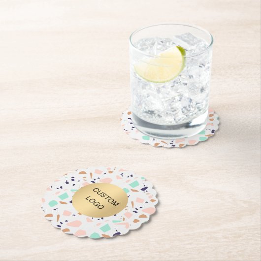 テラッツォホワイト赤面ミントビジネス会社のロゴ ペーパーコースター (インサイチュ)