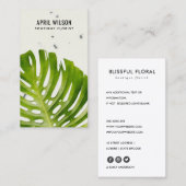 テラッツォ水彩グリーンモンステラ葉 名刺 (正面/裏面)