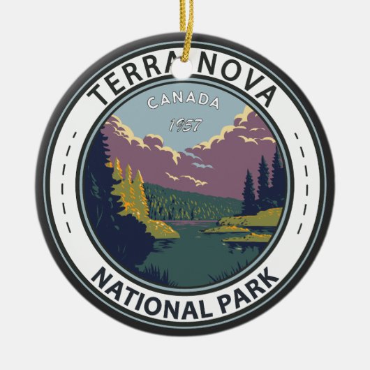 テラノバナショナルパークカナダヴィンテージバッジ セラミックオーナメント (正面)