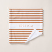 テラパーソナライズされたモダンコッタストライプ バスタオルセット (ウォッシュタオル)