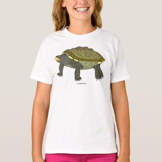 テラピン(白) - 女の子用ベーシックTシャツ Tシャツ (正面)