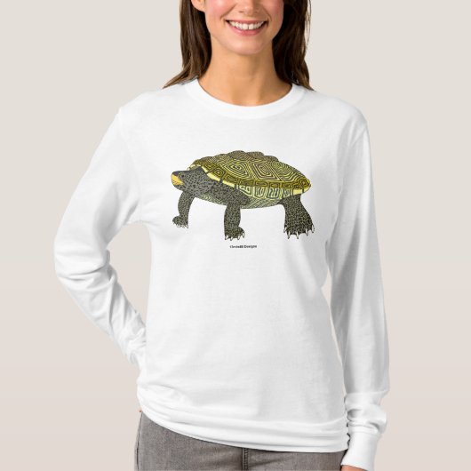 テラピン(白) - 女性用長袖Tシャツ Tシャツ (正面)