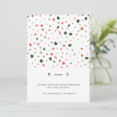 テラミニマルモダンッツォ模様グリーンピンク結婚ズ 招待状 (スタンド正面)