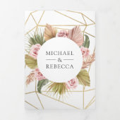 テラムパンパスダスティピンクローズQRコード結婚ズ 三つ折り招待状 (カバー)