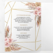 テラムパンパスダスティピンクローズQRコード結婚ズ 三つ折り招待状 (内部最初)