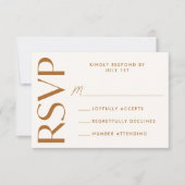 テラモダンはっきりしたコッタタイポグラフィ結婚ズ 出欠カード (正面)