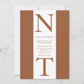 テラモダンコタエレガントモノグラムイニシャル結婚ズ 招待状 (正面)