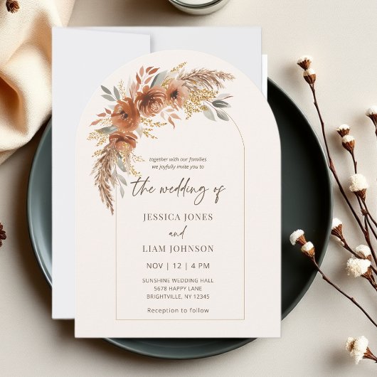 テラモダンコタエレガント秋フローラ結婚ズ 招待状