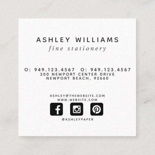 テラモダンコタミニマルソーシャルメディア スクエア名刺 (裏面)