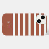 テラモダンコッタとモノグラムストライプ付き白い Case-Mate iPhoneケース (裏面 (横))
