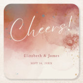 テラモダンコッタデザートボホ結婚の応援 スクエアペーパーコースター (正面)