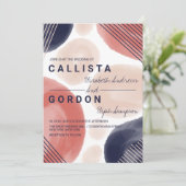 テラモダンコッタネイビーージュウォーター結婚カラー 招待状 (スタンド正面)