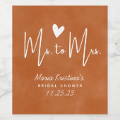 テラモダンコッタハートミセス・ブライダルシャワー ワインラベル (シングルラベル)