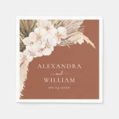 テラモダンコッタパンパスグラスフローラ結婚ズ スタンダードカクテルナプキン (正面)