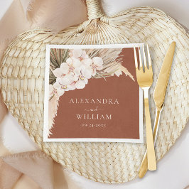 テラモダンコッタパンパスグラスフローラ結婚ズ スタンダードカクテルナプキン