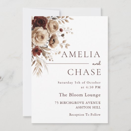 テラモダンコッタボヘミアンフローラ結婚ズ 招待状 (正面)