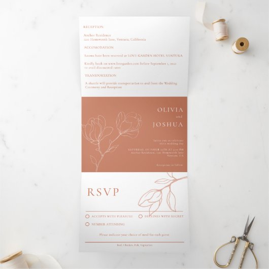 テラモダンコッタボホフローラ 三つ折り招待状 (内部)